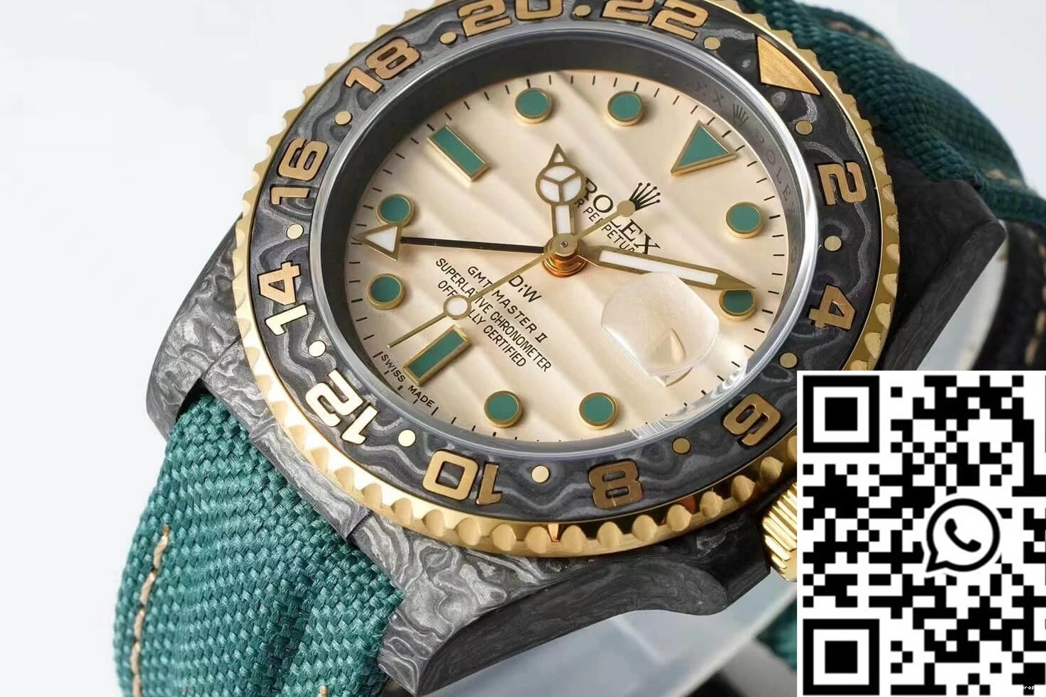 GMT-MASTER II Fabric Diw Rolex Fiber Case Strap Green Carbon 0507